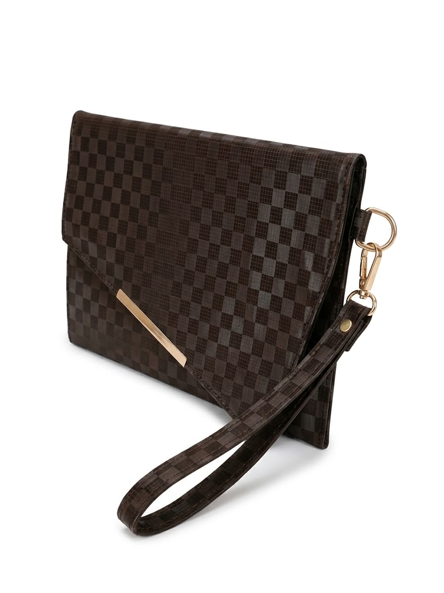To-Go Clutch in Brown Satin