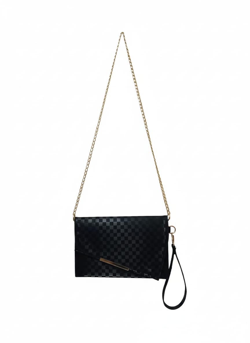 To-Go Clutch in Black Satin