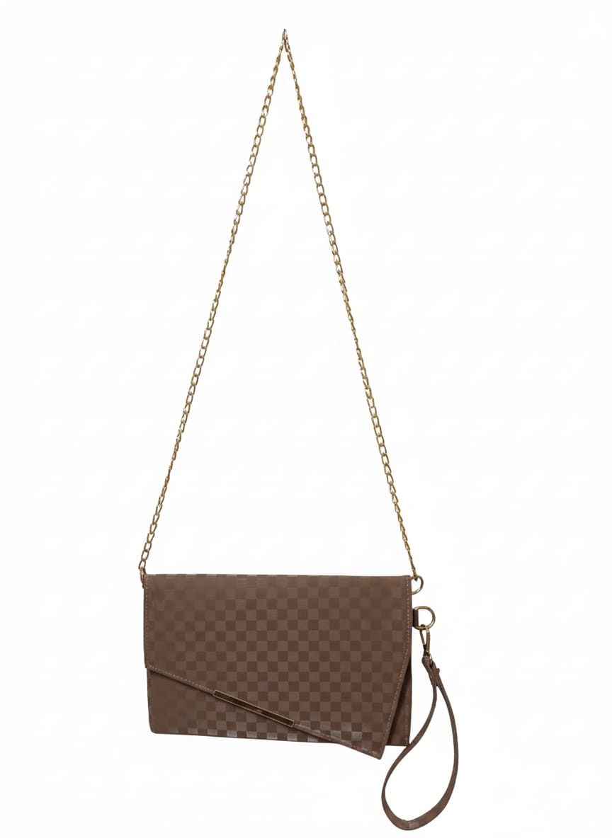 To-Go Clutch in Brown Satin
