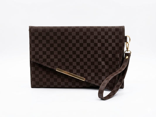 To-Go Clutch in Brown Satin