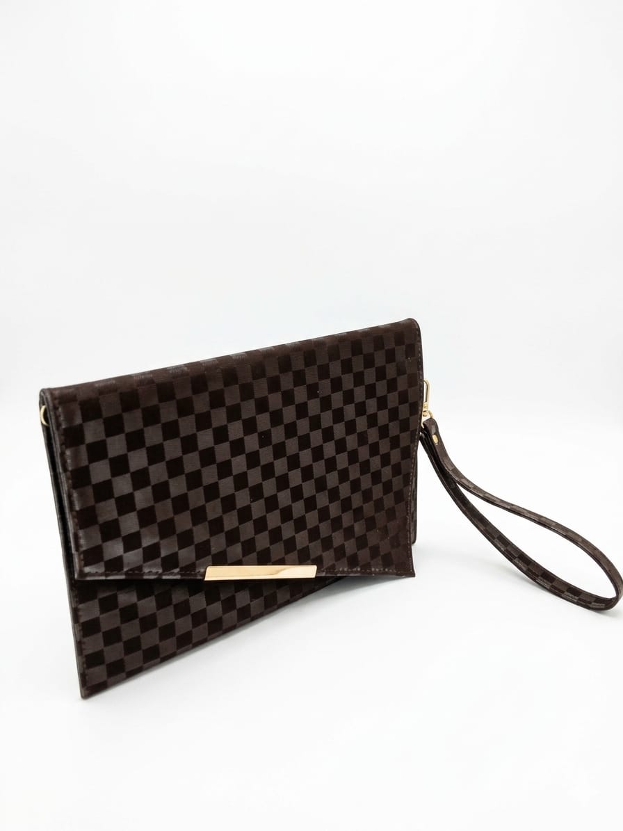 To-Go Clutch in Brown Satin