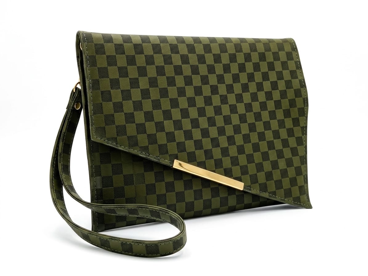 To-Go Clutch in Olive Satin