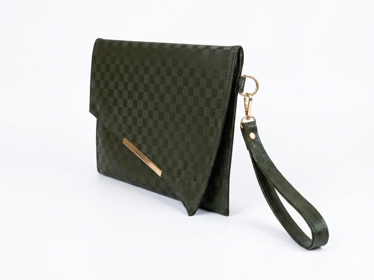 To-Go Clutch in Olive Satin