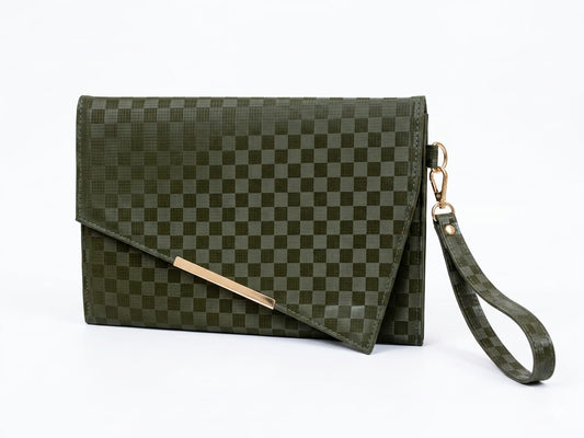 To-Go Clutch in Olive Satin