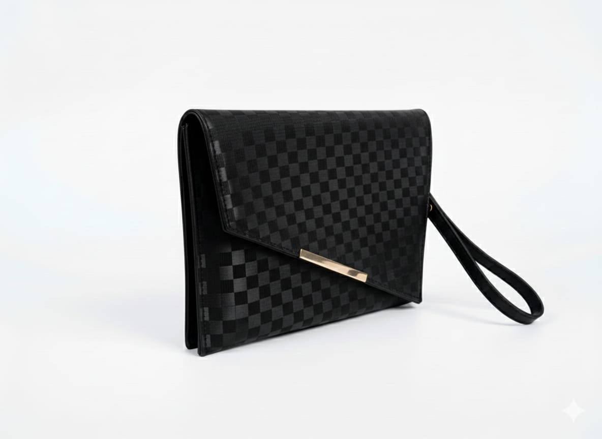 To-Go Clutch in Black Satin